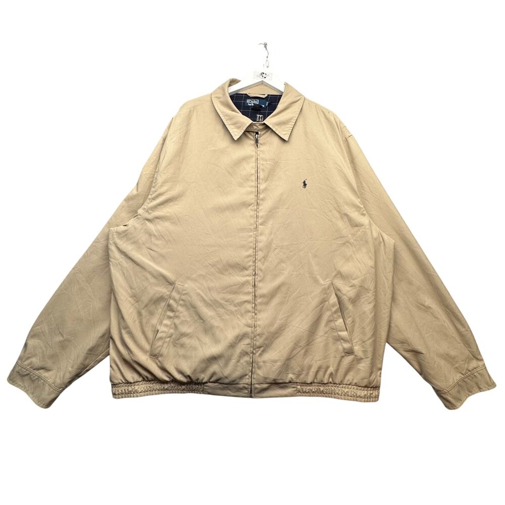 Polo Ralph Lauren Harrington Plaid Lined Jacket Men 3XL Tall Beige Tan Brown Zip